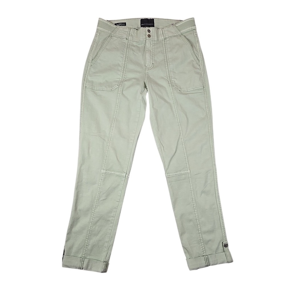 White House Black Market Mid-Rise Straight Crop Pants Women's Size 4 Sage Green‎